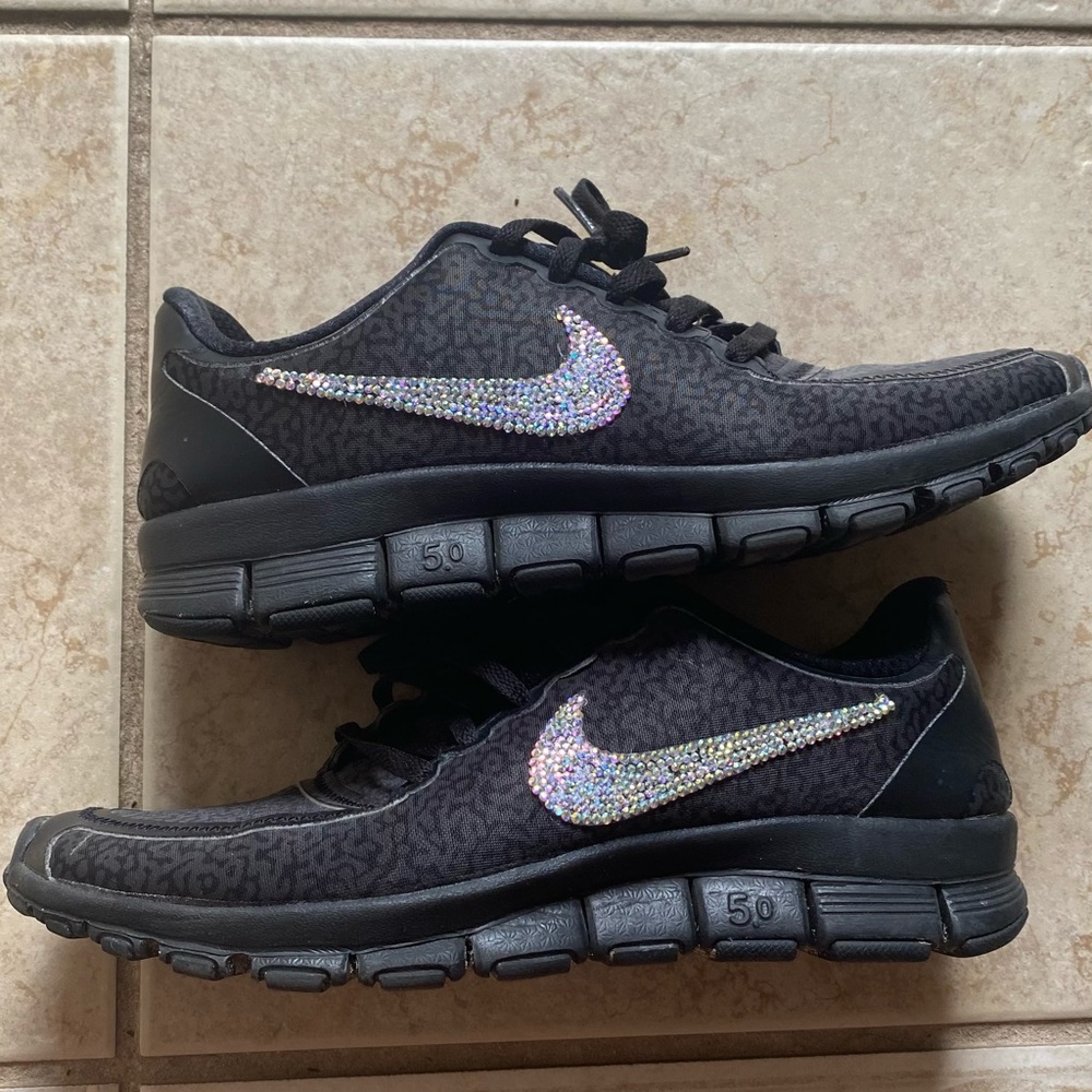 Nike leopard bling shoes.